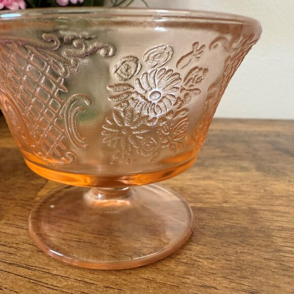 Federal Glass‎ Normandie Pink Depression Glass Sherbet Dishes Vintage Footed - Picture 5 of 5